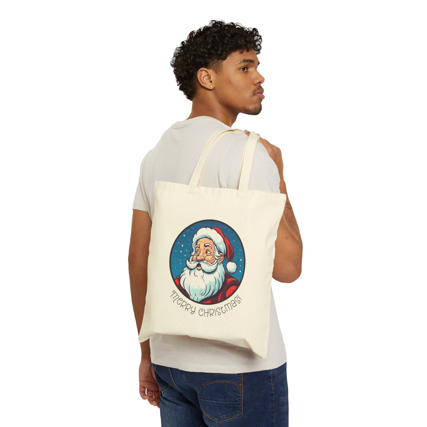 Merry Christmas Cotton Canvas Tote Bag