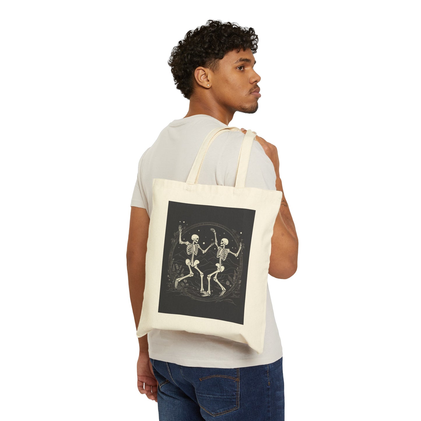 Dancing Skeletons Cotton Canvas Tote Bag