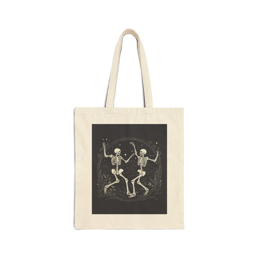 Dancing Skeletons Cotton Canvas Tote Bag