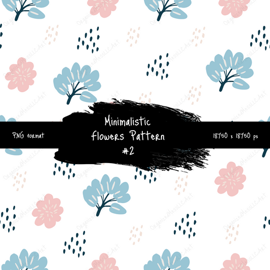 Minimalistic flowers pattern 2 Instant Digital Download High Resolution PNG Format Digital Illustration