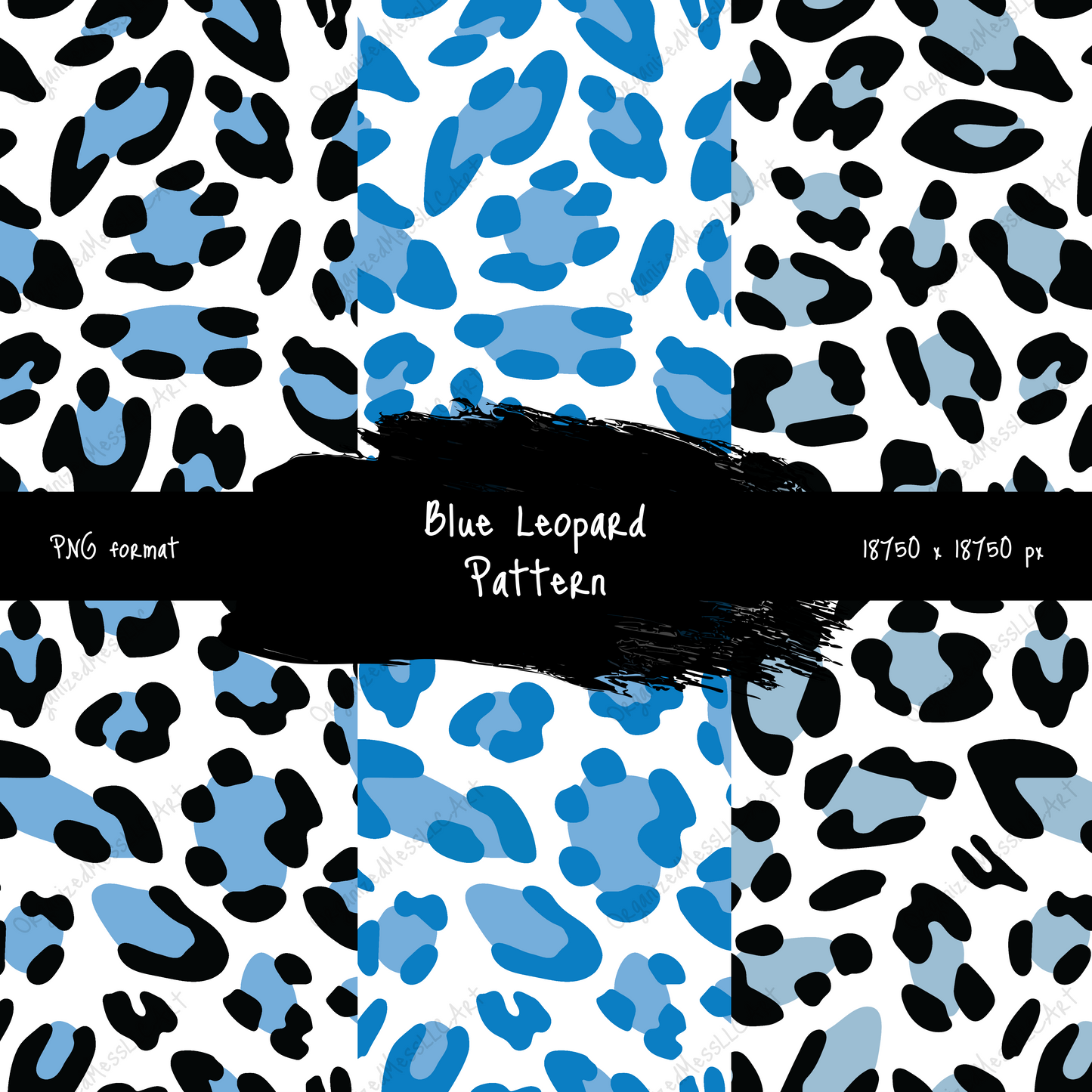 Blue Leopard Pattern Instant Digital Download High Resolution PNG Format Digital Illustration