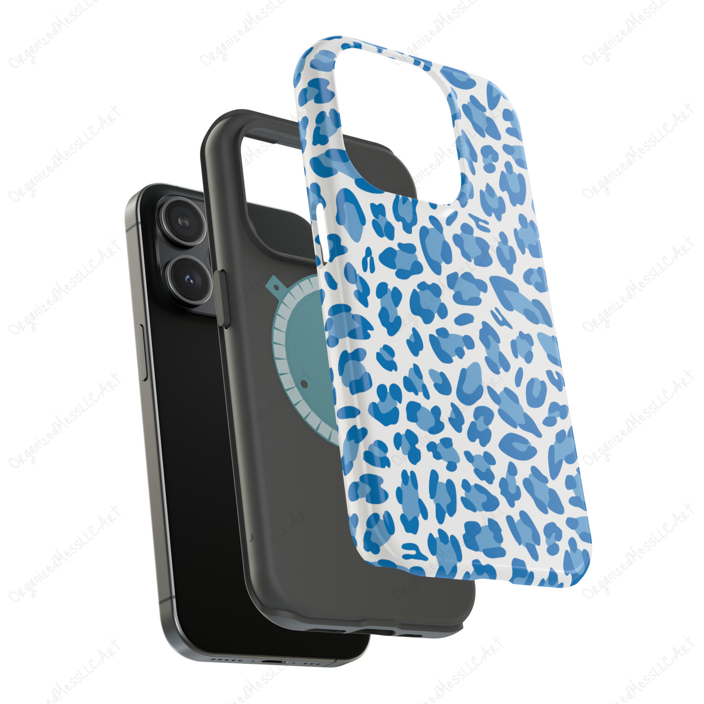 Blue Leopard Pattern Instant Digital Download High Resolution PNG Format Digital Illustration