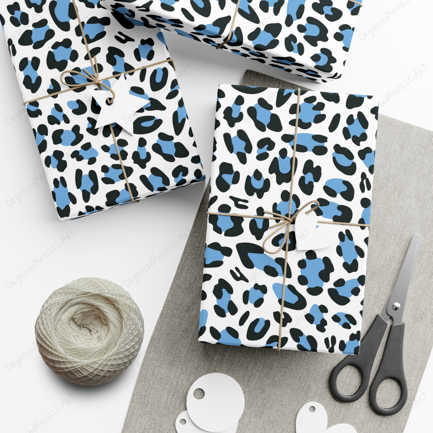 Blue Leopard Pattern Instant Digital Download High Resolution PNG Format Digital Illustration