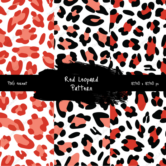 Red Leopard Pattern Instant Digital Download High Resolution PNG Format Digital Illustration