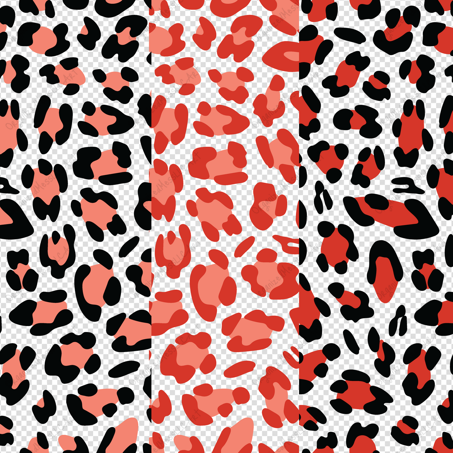 Red Leopard Pattern Instant Digital Download High Resolution PNG Format Digital Illustration