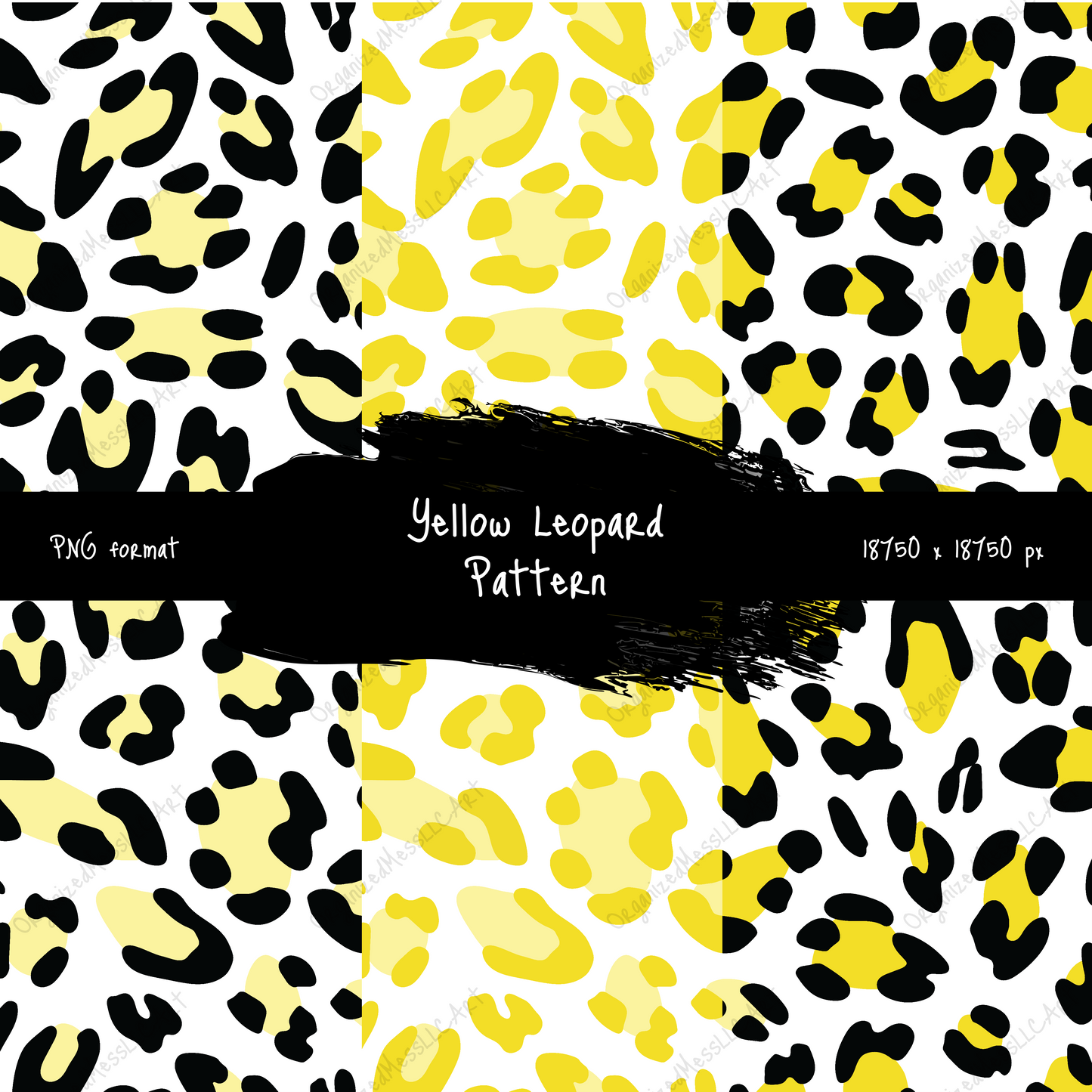 Yellow Leopard Pattern Instant Digital Download High Resolution PNG Format Digital Illustration