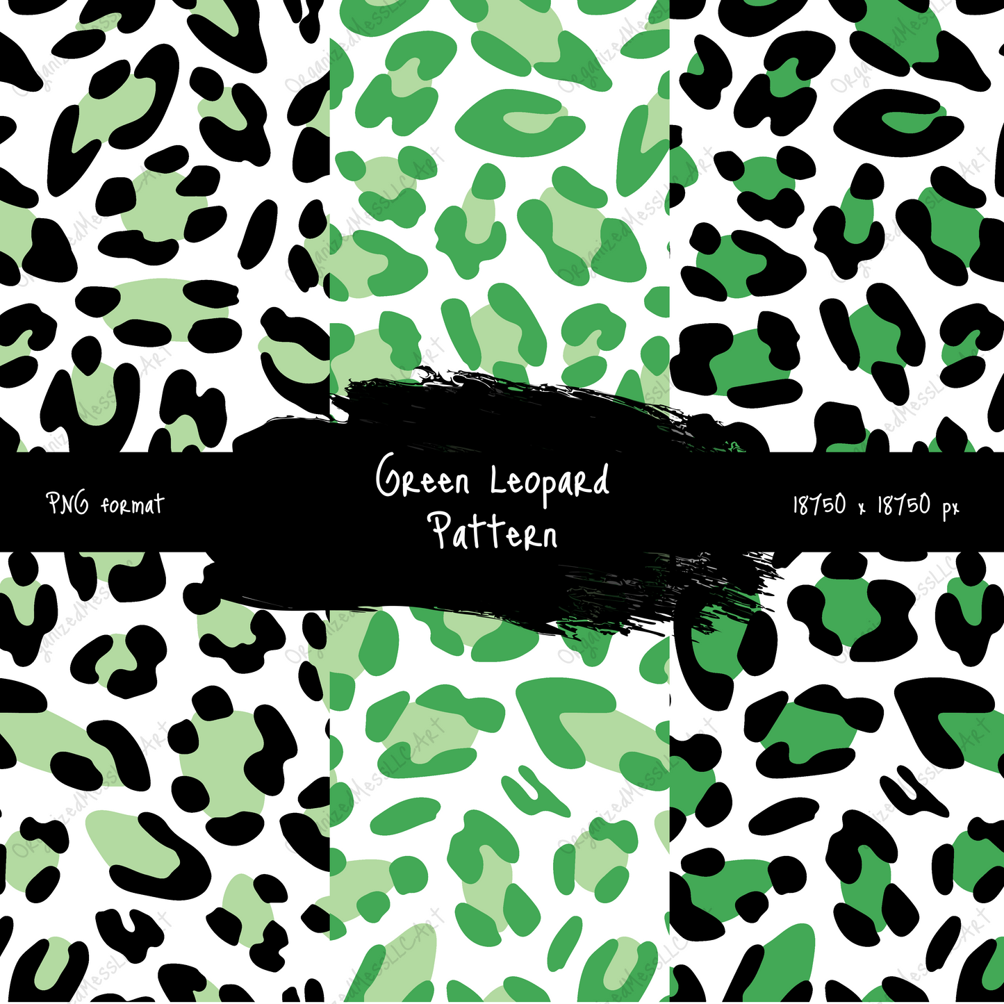 Green Leopard Pattern Instant Digital Download High Resolution PNG Format Digital Illustration