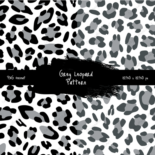 Grey Leopard Pattern Instant Digital Download High Resolution PNG Format Digital Illustration