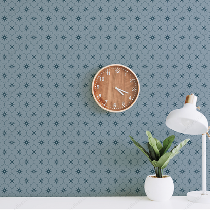 light blue geometric surface pattern on the wall