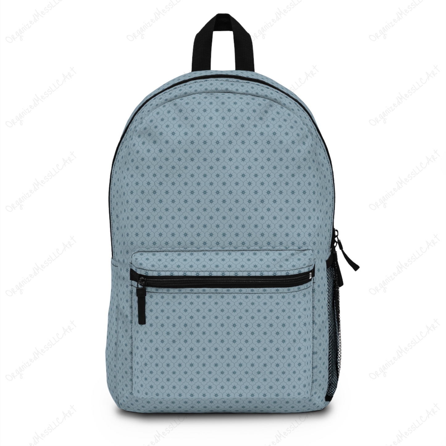 light blue geometric surface pattern on a backpack