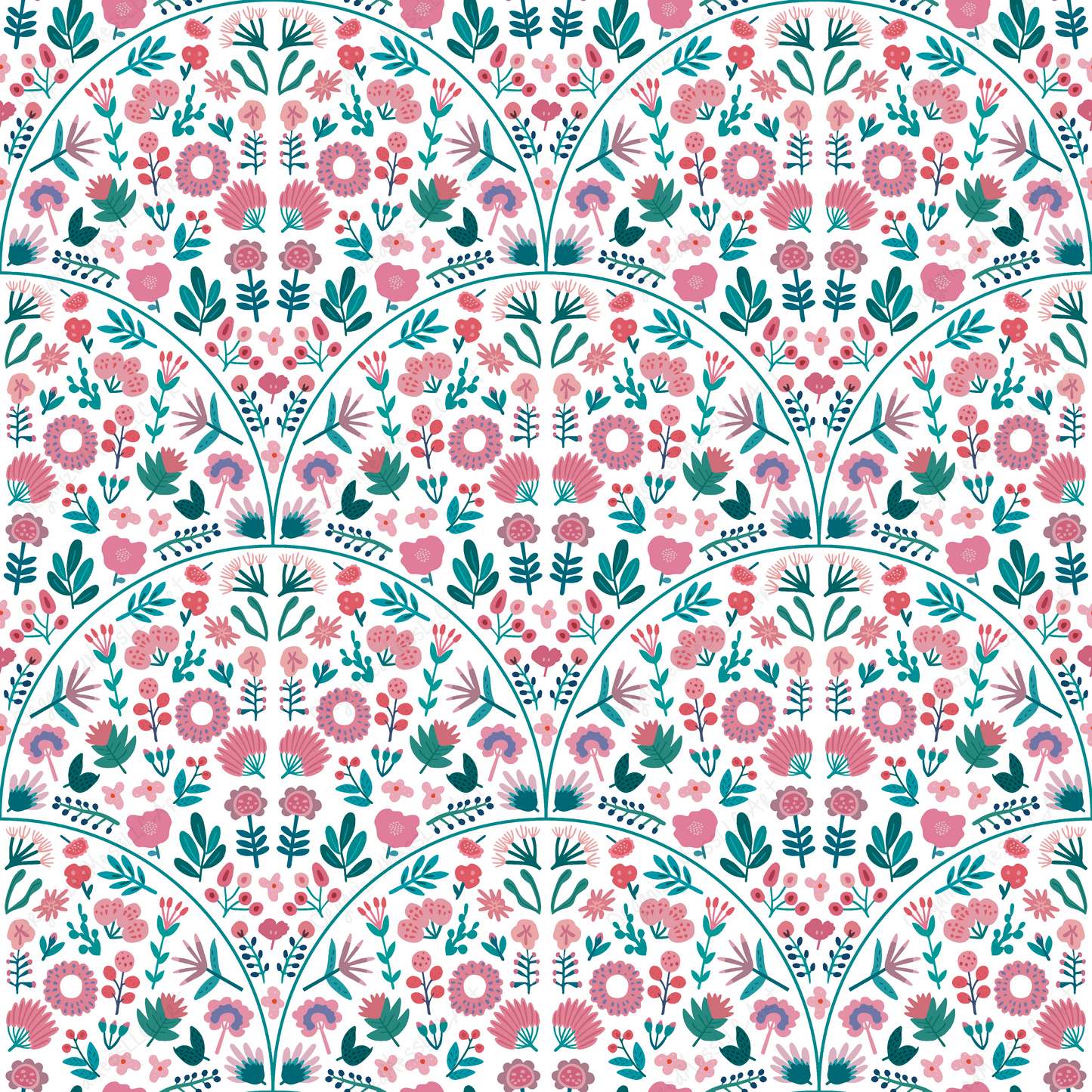 Floral Felines Pattern 3 Pattern Instant Digital Download High Resolution PNG Format Digital Illustration