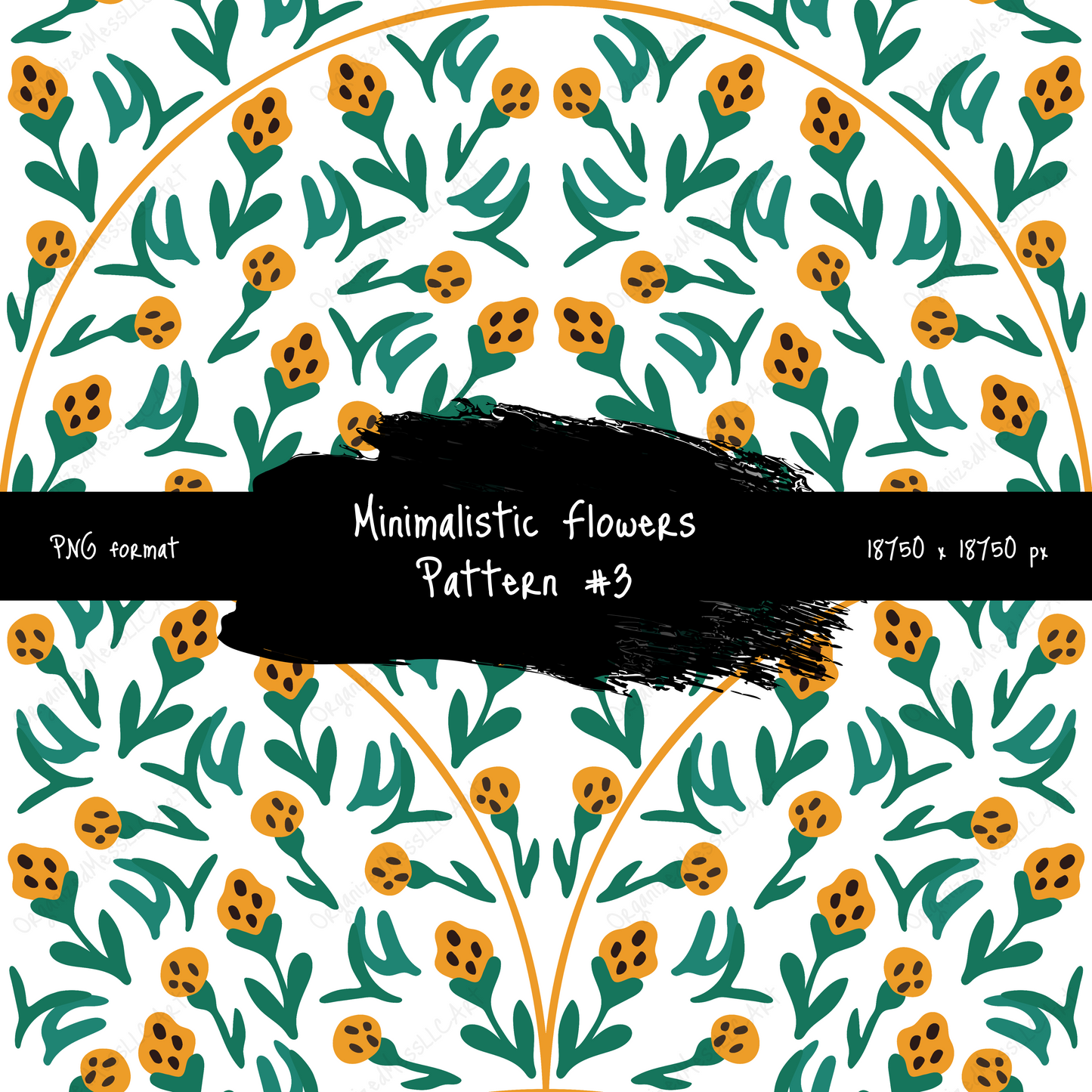 Minimalistic Flowers Pattern 3 instant download white and transparent background high resolution PNG format digital illustration