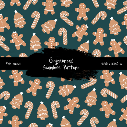 Gingerbread Seamless Pattern Instant Digital Download High Resolution PNG Format Digital Illustration