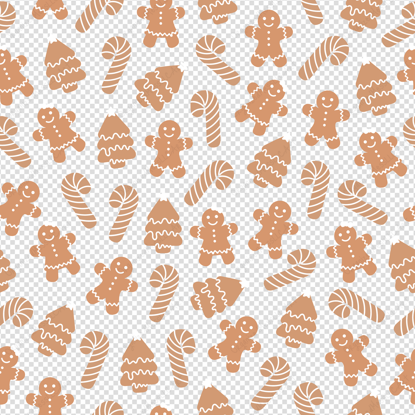 Gingerbread Seamless Pattern Instant Digital Download High Resolution PNG Format Digital Illustration