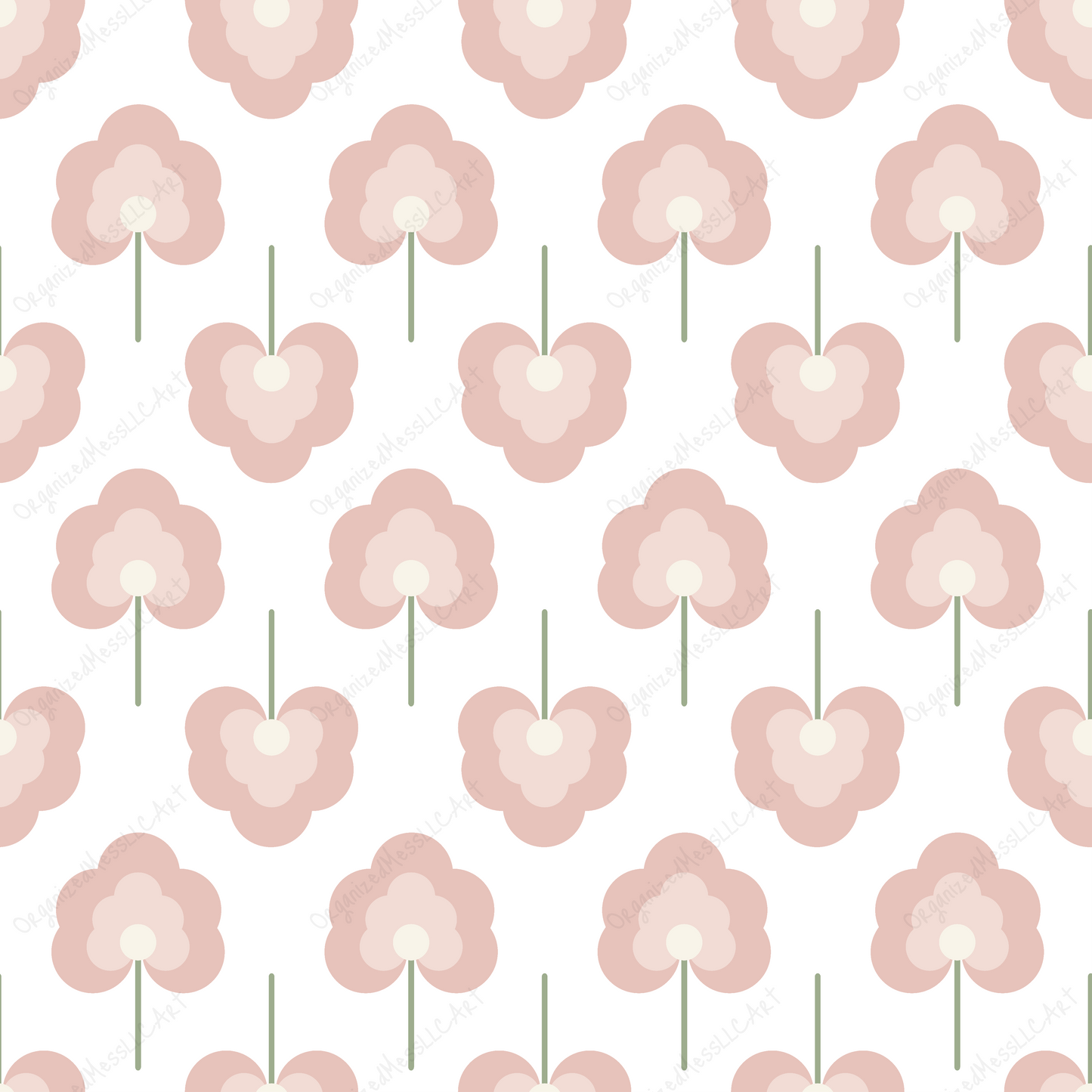 Floral Retro Pattern Instant Digital Download High Resolution PNG Format Digital Illustration