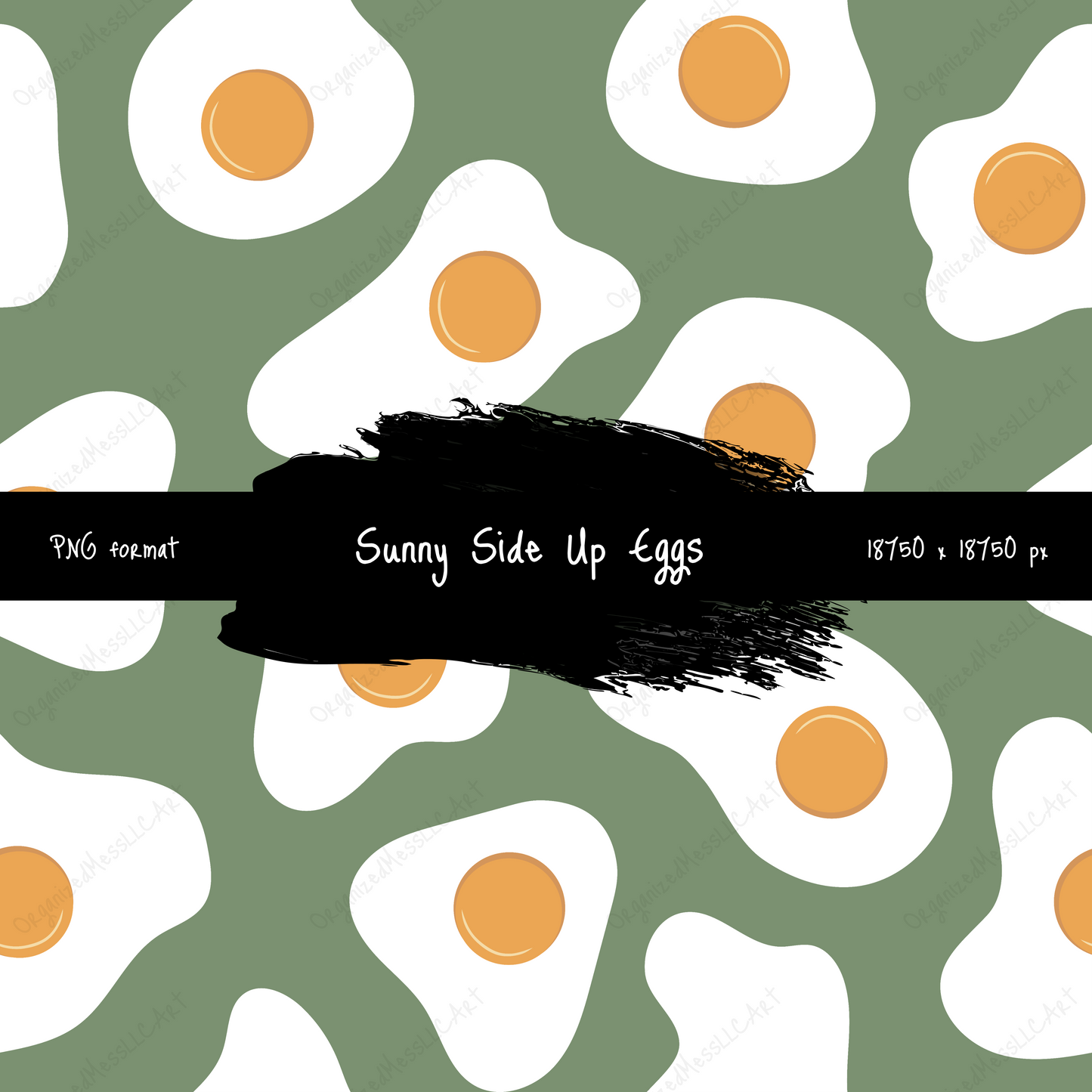 Sunny Side Up Eggs Pattern Instant Digital Download High Resolution PNG Format Digital Illustration