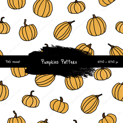 Pumpkins Pattern Digital Illustration PNG Format