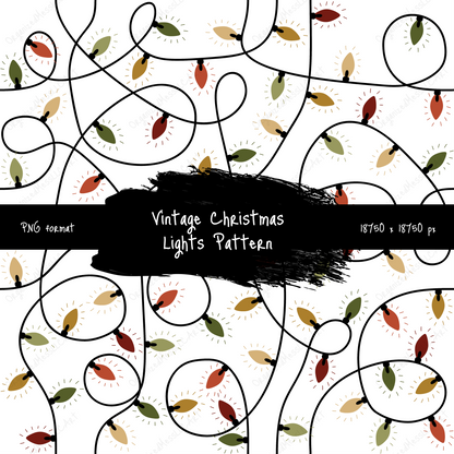 Vintage Christmas Lights Pattern PNG format High Resolution