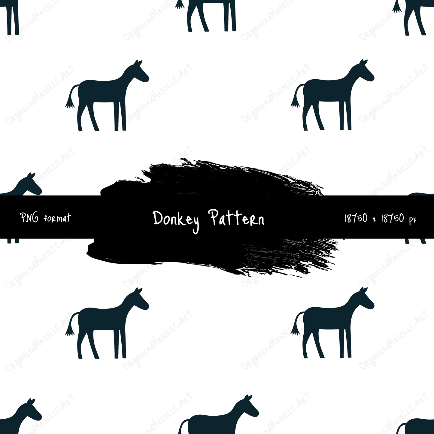 Donkey Pattern Instant Digital Download High Resolution PNG Format Digital Illustration